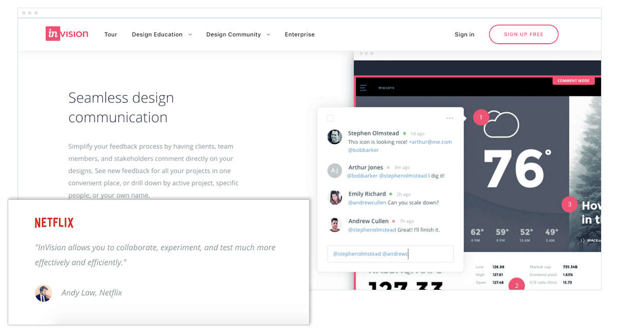 InVision B2B SaaS Social Proof